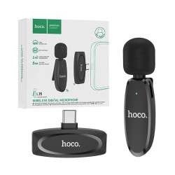 Hoco Wireless Microphone L15 Crystal Lavalier with Type C Connector Black Hoco Wireless Microphone L15 Crystal Lavalier with Type C Connector Black